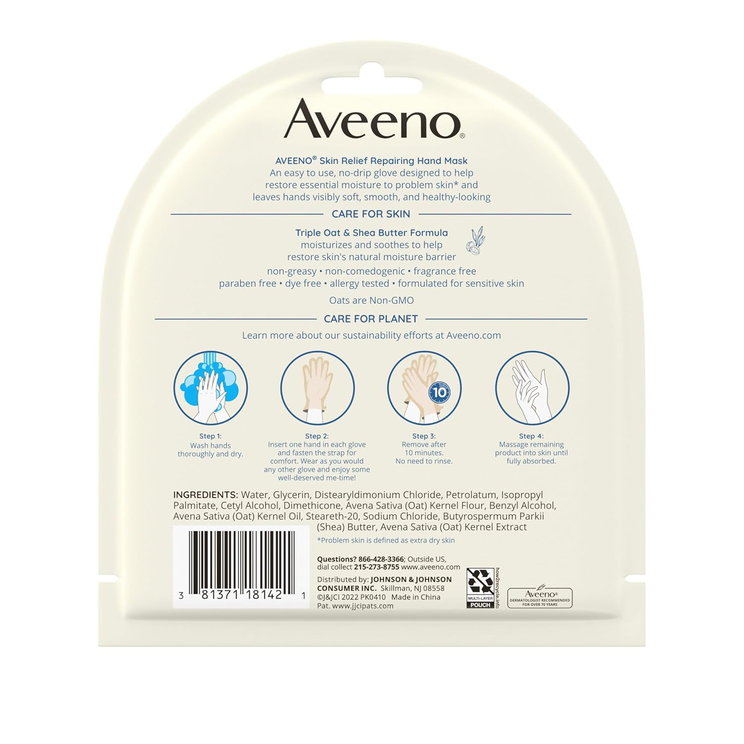 Aveeno Moisturizing Hand Mask with Oat & Shea Butter