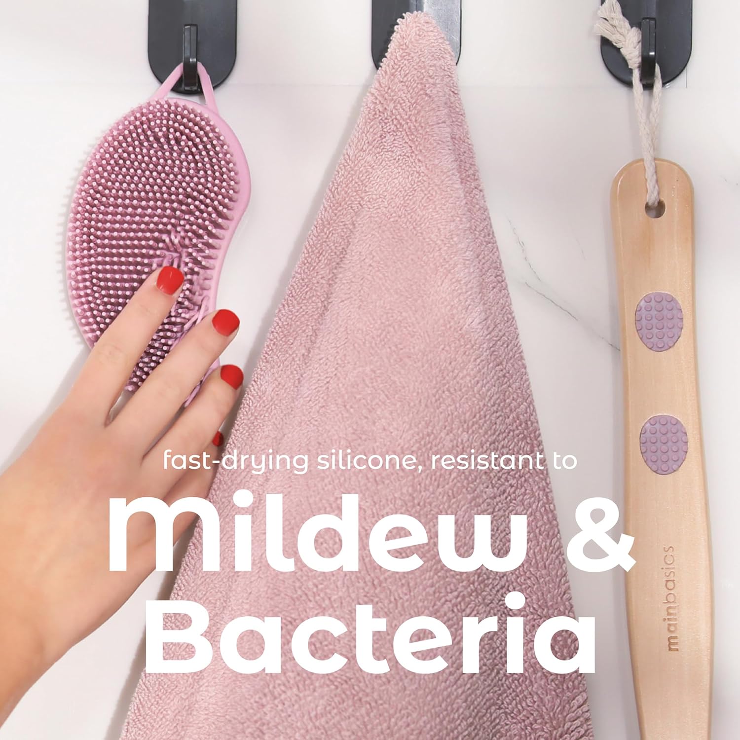 MainBasics Dual-Sided Silicone Body Scrubber (Pink)